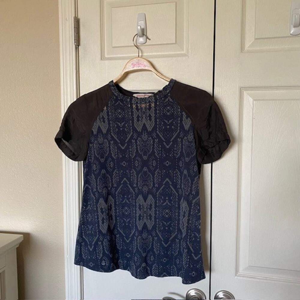 Rebecca Taylor Top Short‎ Sleeve Snakeskin Print Semi-Sheer Tee Women's Medium - Picture 10 of 10